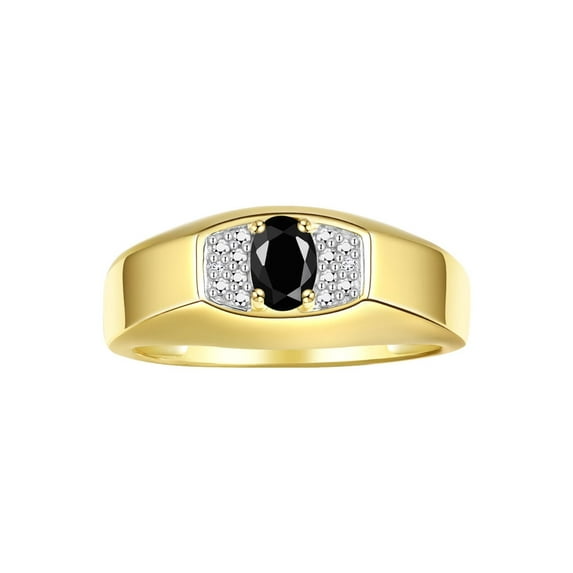 Rylos 14K Yellow Gold Classic 6X4MM Oval Onyx & Sparkling Diamond Ring - Birthstone Jewelry for Men -Size 13