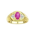 thumbnail image 1 of Rylos 14K Yellow Gold Classic 7X5MM Oval Star Ruby & Sparkling Diamond Ring - Birthstone Jewelry for Men -Size 12, 1 of 7