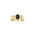 thumbnail image 1 of Rylos 14K Yellow Gold Classic 8X6MM Oval Black Star Sapphire & Sparkling Diamond Ring - Birthstone Jewelry for Men -Size 8, 1 of 7