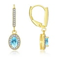 thumbnail image 1 of Rylos 14K Yellow Gold Dangling Earrings - 6X4MM Oval Blue Topaz & Sparkling Diamonds -  Exquisite Birthstone Jewelry, 1 of 6