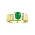thumbnail image 1 of Rylos 925 Yellow Gold Plated Silver Classic 8X6MM Oval Emerald & Sparkling Diamond Ring - Birthstone Jewelry for Men -Size 12, 1 of 7