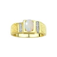 thumbnail image 1 of Rylos 925 Yellow Gold Plated Silver Classic 8X6MM Oval Opal & Sparkling Diamond Ring - Birthstone Jewelry for Men -Size 13, 1 of 7