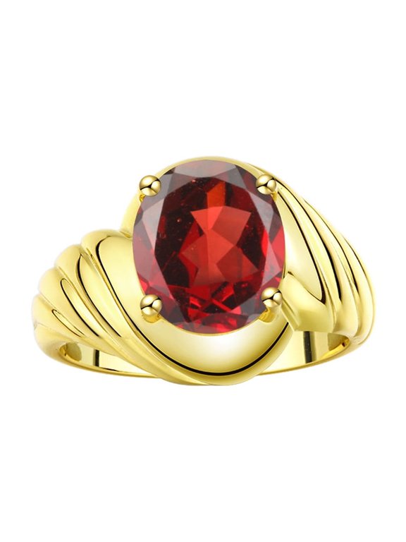Classic Solitaire Design Birthstone Ring for Women, Garnet, 14K Yellow Gold, Size 11