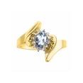 thumbnail image 1 of Rylos Floral Designer Ring with 6X4MM Oval Gemstone & Sparkling Diamonds in Yellow Gold Plated Silver- Birthstone Aquamarine Jewelry Size 7, 1 of 7