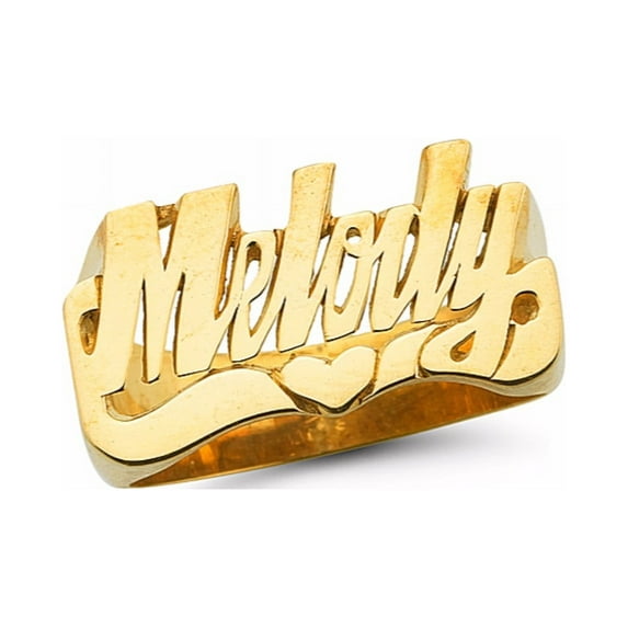 Rylos Personalized Name Ring, Yellow Gold-Plated