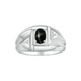 thumbnail image 1 of Rylos  Sterling Silver Classic 6X4MM Oval Black Star Sapphire & Sparkling Diamond Ring - Birthstone Jewelry for Men -Size 10, 1 of 7