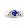 thumbnail image 1 of Rylos  Sterling Silver Classic 6X4MM Oval Blue Star Sapphire & Diamond Ring - Birthstone Jewelry for Men -Size 12, 1 of 6