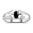 thumbnail image 1 of Rylos  Sterling Silver Classic 6X4MM Oval Cabochon Onyx & Diamond Ring - Birthstone Jewelry for Men -Size 11, 1 of 8