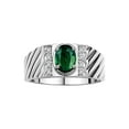 thumbnail image 1 of Rylos Sterling Silver Classic 8X6MM Oval Green Sapphire & Sparkling Diamond Ring - Birthstone Jewelry for Men -Size 9, 1 of 8