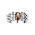 thumbnail image 1 of Rylos Sterling Silver Classic 8X6MM Oval Smoky Quartz & Sparkling Diamond Ring - Birthstone Jewelry for Men -Size 13, 1 of 8