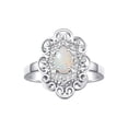 thumbnail image 1 of Rylos Sterling Silver Floral Designer Ring with 6x4 MM Oval Opal & Sparkling Diamonds - Birthstone Jewelry for Women -Size 10, 1 of 7