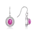thumbnail image 1 of Rylos Sterling Silver Princess Diana Inspired Earrings - 8X6MM Oval Star Ruby & Sparkling Diamonds -  Exquisite Birthstone Jewelry, 1 of 6