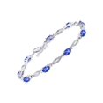 thumbnail image 1 of Rylos Sterling Silver Tennis Bracelet with 9 Beautiful 6X4MM Lapis & Sparkling Diamonds - Birthstone Jewelry for Women - Adjustable to 7-8" - Friendship and Elegance in One, 1 of 7