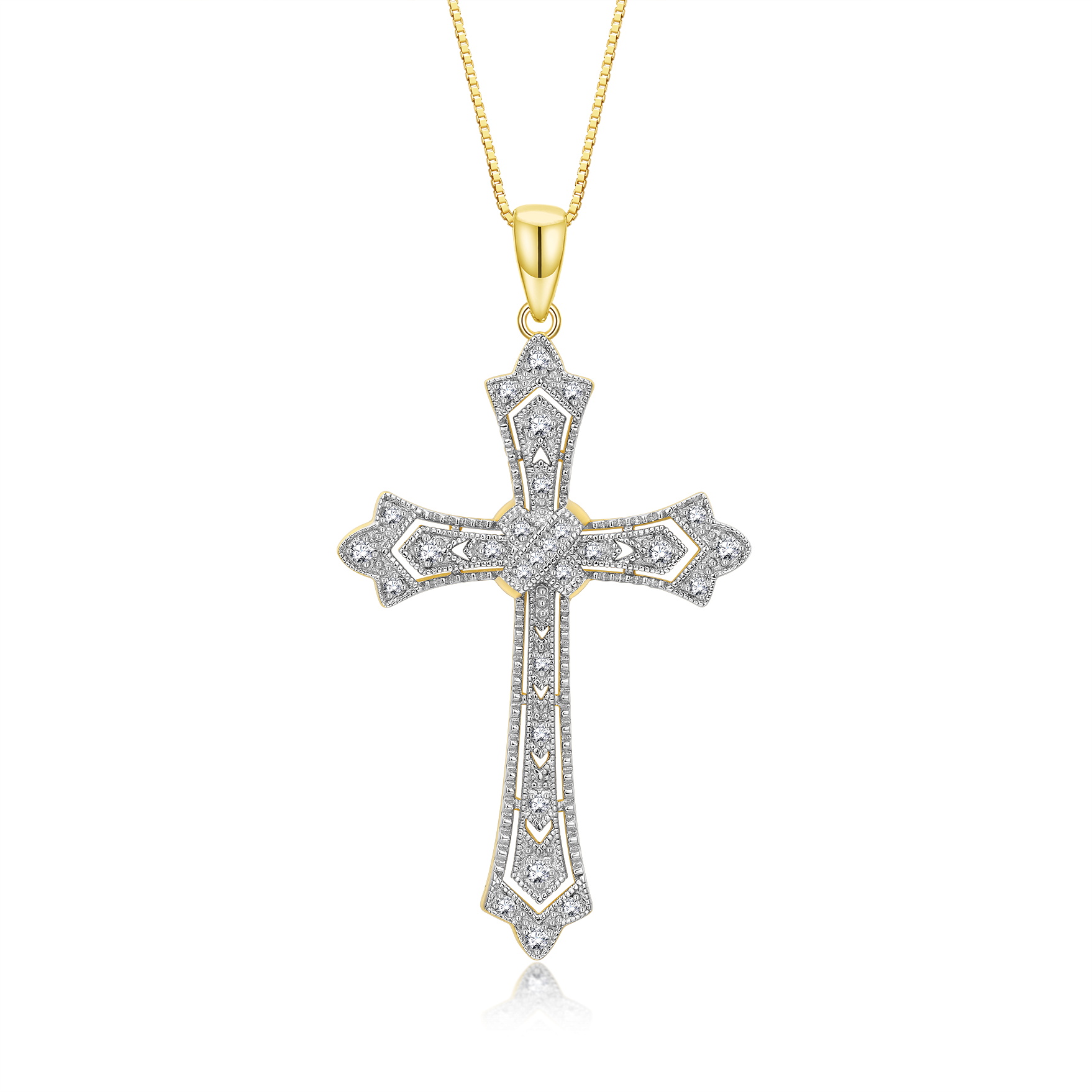 Cross Chain Women's Diamond Cross Necklace Silver Gold Plated