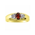 thumbnail image 1 of Rylos  Yellow Gold Plated Silver Classic 6X4MM Oval Garnet & Diamond Ring - Birthstone Jewelry for Men -Size 10, 1 of 7