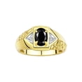 thumbnail image 1 of Rylos  Yellow Gold Plated Silver Classic 7X5MM Oval Onyx & Sparkling Diamond Ring - Birthstone Jewelry for Men -Size 13, 1 of 7