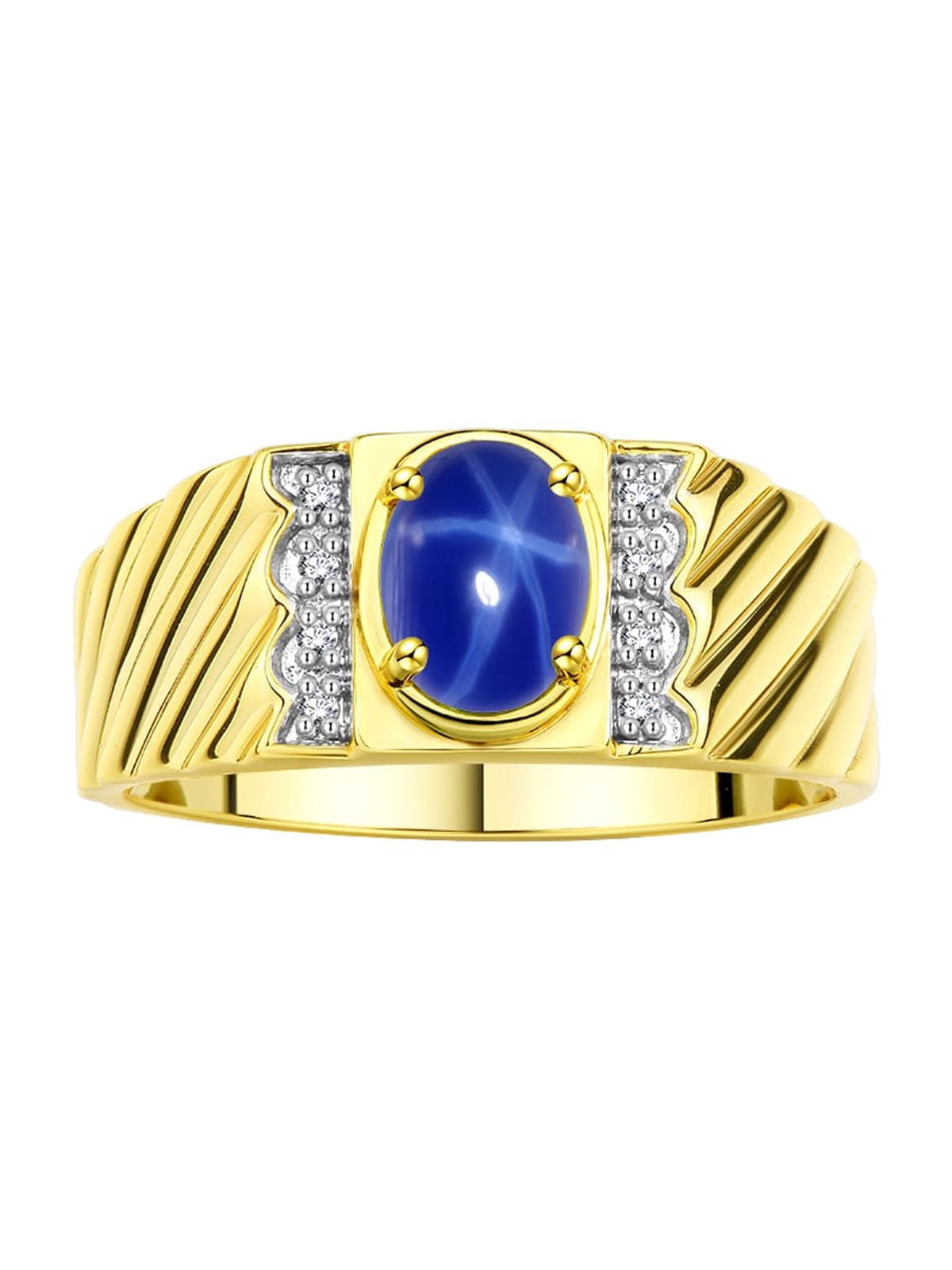 RYLOS Mens Rings Yellow Gold Plated Silver Rings Classic Designer Style