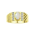 thumbnail image 1 of Rylos Yellow Gold Plated Silver Classic 8X6MM Oval Opal & Sparkling Diamond Ring - Birthstone Jewelry for Men -Size 10, 1 of 8