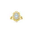 thumbnail image 1 of Rylos Yellow Gold Plated Silver Floral Designer Ring with 6x4 MM Oval Aquamarine & Sparkling Diamonds - Birthstone Jewelry for Women -Size 5, 1 of 7