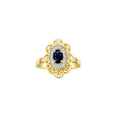 thumbnail image 1 of Rylos Yellow Gold Plated Silver Floral Designer Ring with 6x4 MM Oval Sapphire & Sparkling Diamonds - Birthstone Jewelry for Women -Size 10, 1 of 7