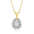 thumbnail image 1 of Rylos Yellow Gold Plated Silver Halo Pendant Necklace: 6X4MM Tear Drop / Pear Shape White Topaz & Sparkling Diamonds -  18" Chain Exquisite Birthstone Jewelry, 1 of 6