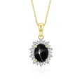 thumbnail image 1 of Rylos Yellow Gold Plated Silver Princess Diana Inspired Necklace: 9X7MM Black Star Sapphire & Sparkling Diamonds -  18" Chain Exquisite Birthstone Jewelry, 1 of 7