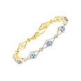 thumbnail image 1 of Rylos Yellow Gold Plated Silver Tennis Bracelet with 9 Beautiful 6X4MM Blue-Topaz & Sparkling Diamonds - Birthstone Jewelry for Women - Adjustable to 7-8" - Friendship and Elegance in One, 1 of 8