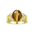 thumbnail image 1 of RYLOS Rings for Women 14K Yellow Gold Ring 12X10MM Gemstone &  Diamonds Great Ring for Middle or Pointer Finger Tiger Eye Size 9, 1 of 7