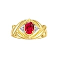thumbnail image 1 of RYLOS Rings for Women 14K Gold Plated Silver Ring XOXO Hugs & Kisses 7X5MM Gemstone & Diamond July Ruby Jewelry Size 5, 1 of 7
