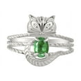 thumbnail image 1 of RYLOS Rings for Women 14K White Gold CAT Ring Oval 7X5MM Gemstone &  Sparkling Diamonds May Emerald Jewelry Size 6, 1 of 7
