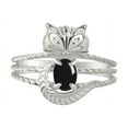 thumbnail image 1 of RYLOS Rings for Women 14K White Gold CAT Ring Oval 7X5MM Gemstone &  Sparkling Diamonds October Cabochon Onyx Jewelry Size 5, 1 of 7