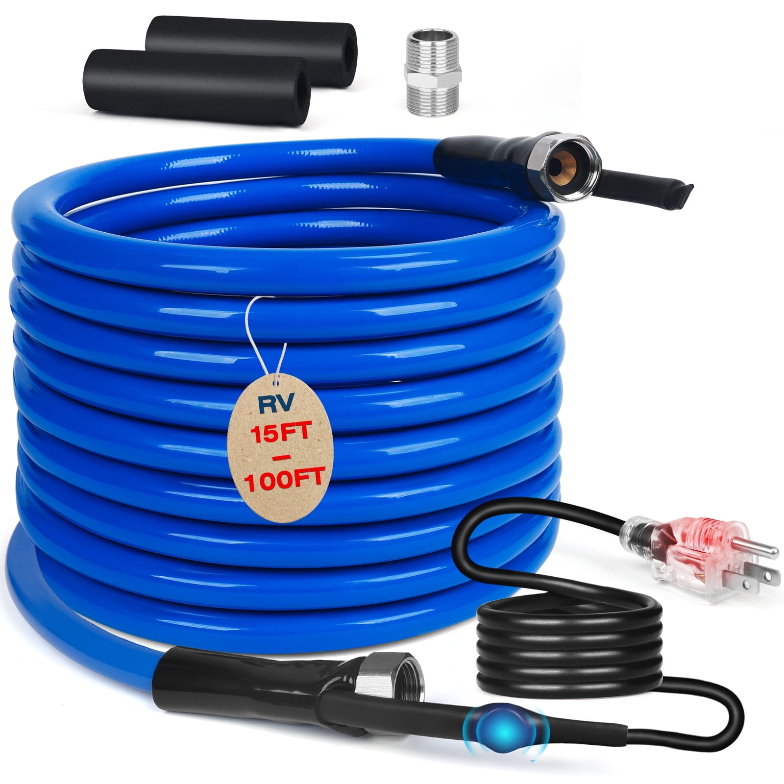 Rylpoint 25FT Heated Water Hose for RV,Heated Drinking Water Hose with Thermostat,Lead and BPA Free,1/2"Inner Diameter,Temperatures Down to -40F Self-Regulating,Blue Appearance