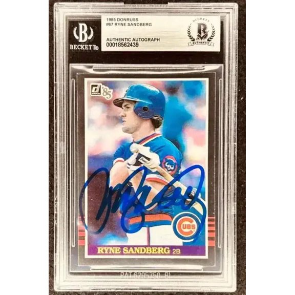 Ryne Sandberg autographed Chicago Cubs 1983 Donruss Rookie Card BAS BGS Graded 7.5 10