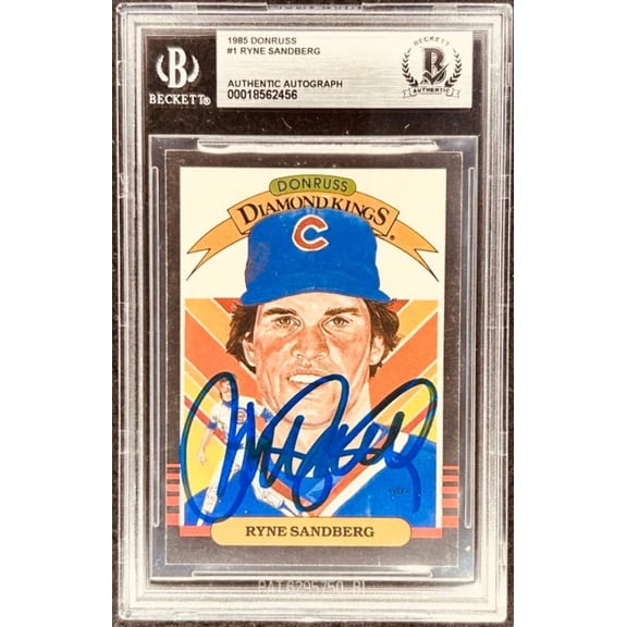 Ryne Sandberg autographed Cubs 1985 Donruss Diamond King card BAS