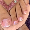 thumbnail image 1 of Rynn&Rae Press on Nail Fake French Toenail White Toe Nail Tip Acrylic Toenails Rhinestones Toes Nails Tips 24 ct/pk F62, 1 of 2