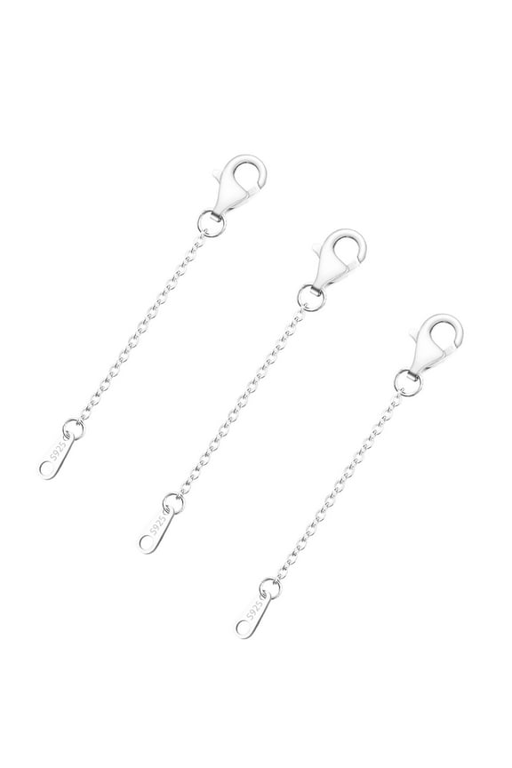 3 Pcs 925 Sterling Silver Necklace Extender, Durable Chain Extenders, Necklace Bracelet Anklet Jewelry Extension for Women, 2Inch