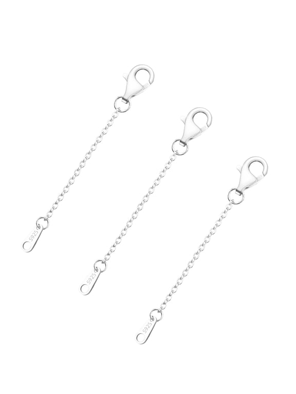 3 Pcs 925 Sterling Silver Necklace Extender, Durable Chain Extenders, Necklace Bracelet Anklet Jewelry Extension for Women, 2Inch