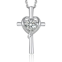 Rynsito Cross Necklace for Women, 925 Sterling Silver Cross Pendant with Zirconia Religious Gifts for Women Wife Girlfriend