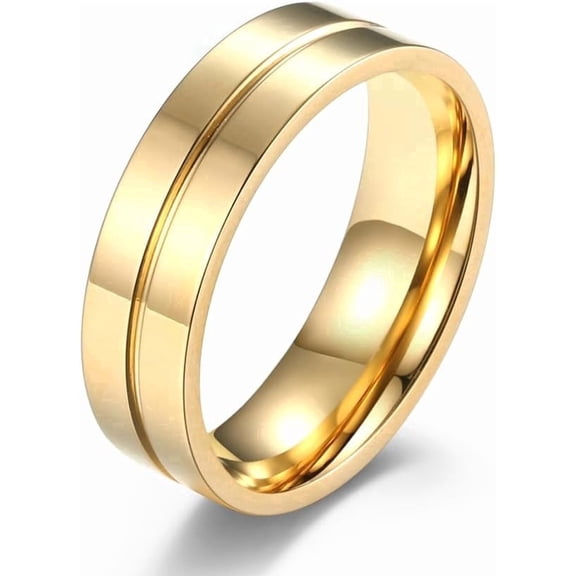 Rynsito Men's Ring Stainless Steel Wedding Bands with Cubic Zirconia Ring for Men Women Size 5-11