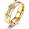 thumbnail image 1 of Rynsito Men's Ring Stainless Steel Wedding Bands with Cubic Zirconia Ring for Men Women Size 5-11, 1 of 6