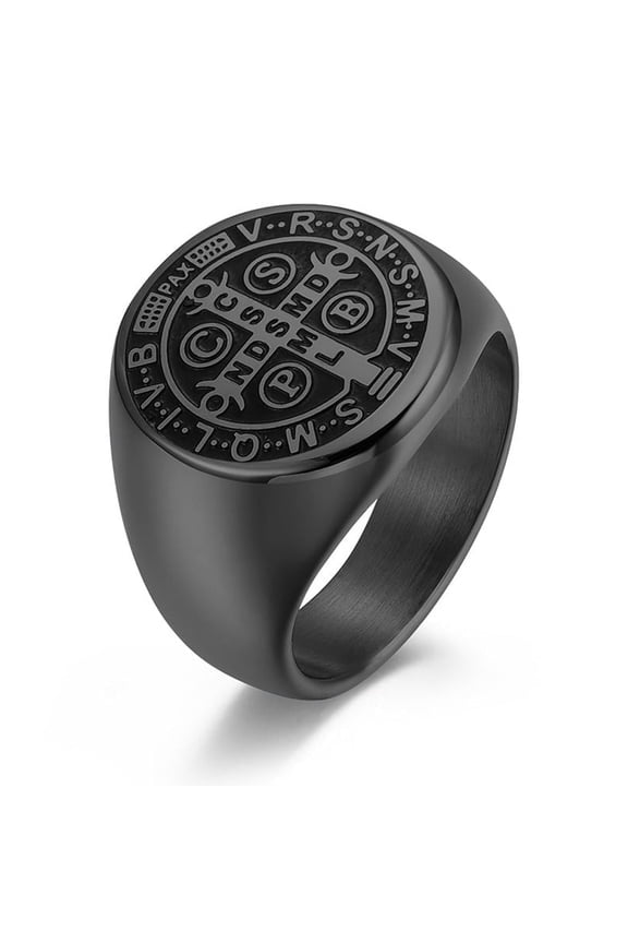 St Benedict Rings Exorcism Saint Benedict Ring Medalla de San Benito Jewelry Protection Religious Gifts for Men