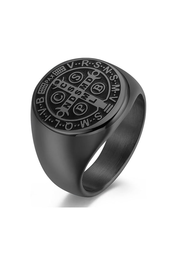 St Benedict Rings Exorcism Saint Benedict Ring Medalla de San Benito Jewelry Protection Religious Gifts for Men