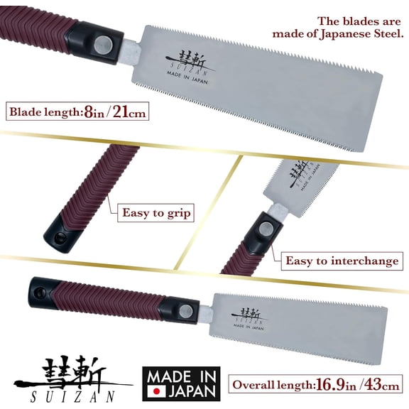 Ryoba Double Edge Saw 8" - Professional Japanese Pullsaw Handsaw Woodworking Tools