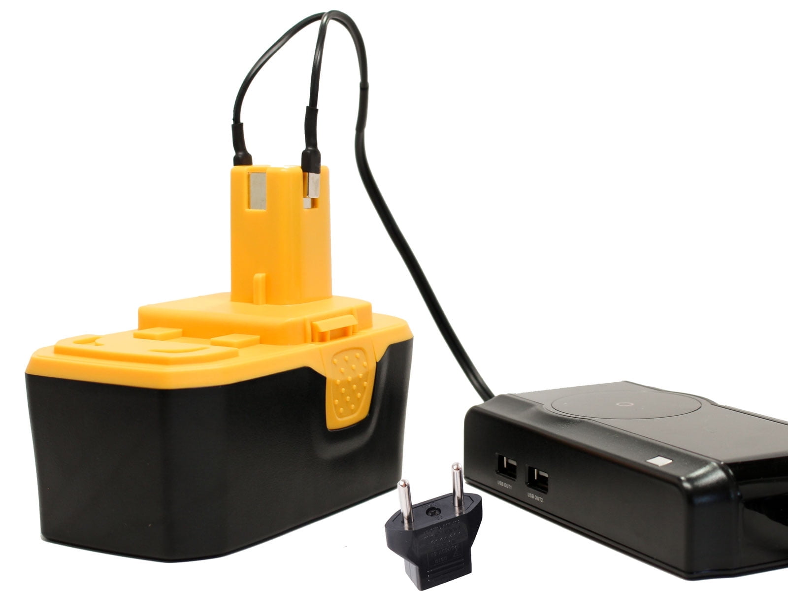 Ryobi 18V Battery and Charger Replacement with EU Adapter - Compatible with Ryobi P100, P501, P300, P3200, P230, P700, P600, P530, P510, P250, P221, P521, P200, P240, P310, P400, P420, P500, P211