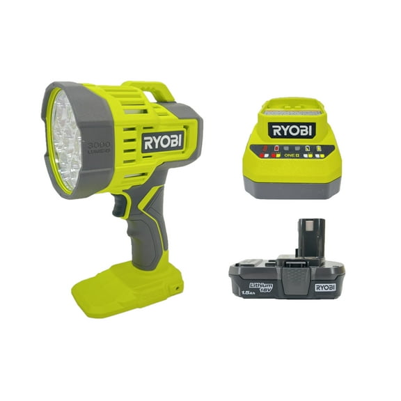 Ryobi 18V Cordless LED Spotlight PCL661 Kit - Includes Battery and Charger