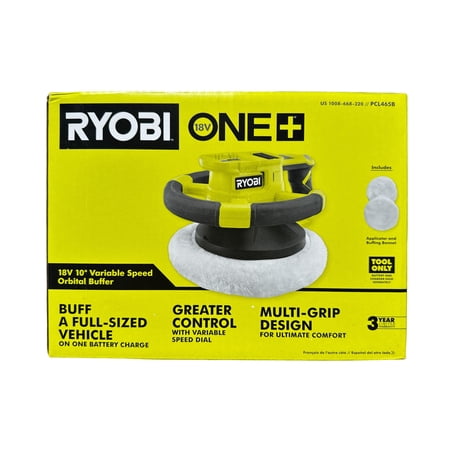 RYOBI PCL465B ONE+ 18V Cordless 10 in. Variable Speed Orbital Buffer, Car Polisher, Tool Only