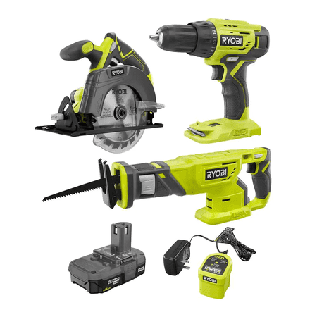 Ryobi 18V, Power Tool Combo Kit 15Ah, 3 Pack