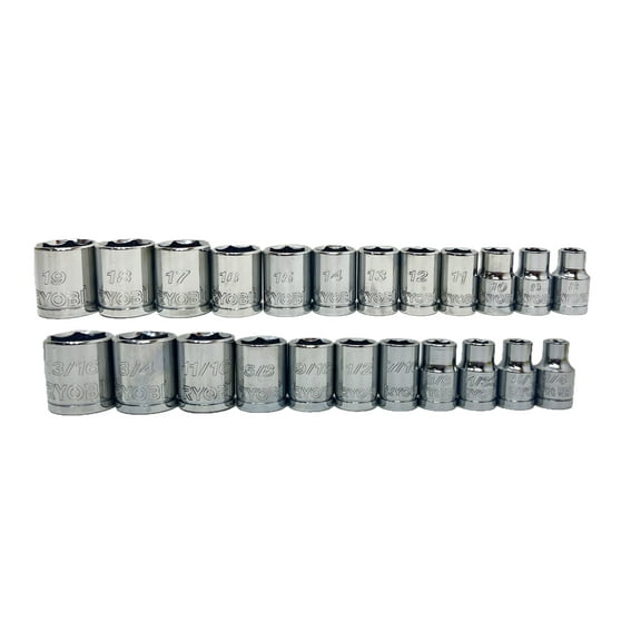 Ryobi 23pc 3/8" Drive, 6 Point, SAE & Metric Socket Set (Bulk Packaged)