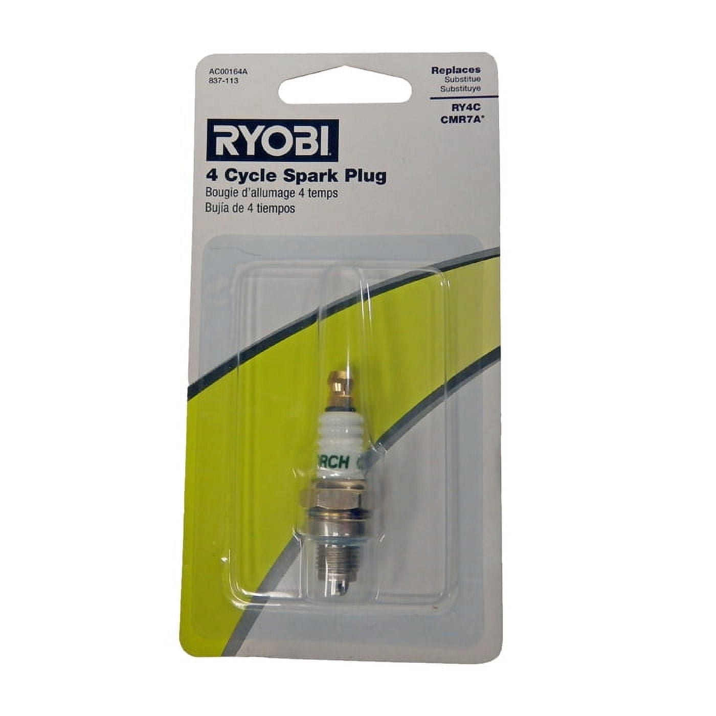 Ryobi Genuine OEM Spark Plug 4Cycle AC00164A, New, Bulk Packed