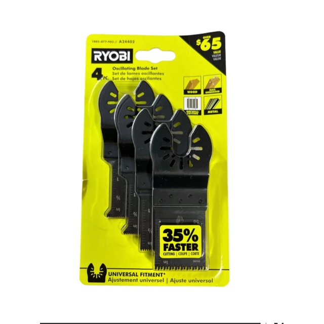 Ryobi 4Piece Wood and Metal Oscillating Multi Tool Blade Set